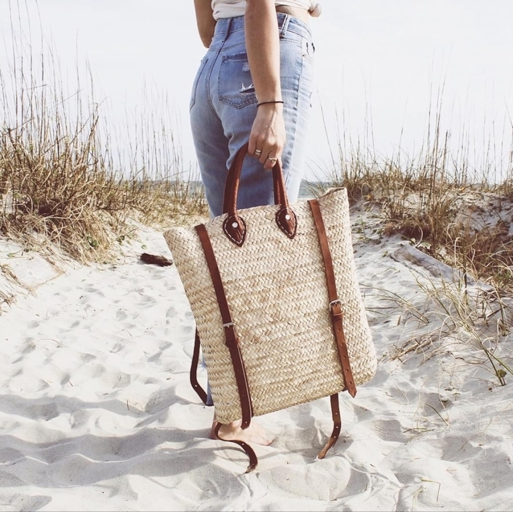 Woven Moroccan Basket Backpack